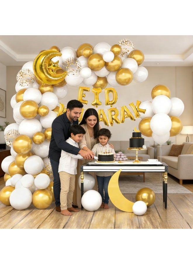 73 PCS Eid Mubarak Balloon Arch Kit Ramadan Mubarak Balloons Party Decoration Happy Eid al-Fitr Latex Balloons Set for Home Event Indoor Outdoor Ramadan Kareem Eid Mubarak Decor - Image 3